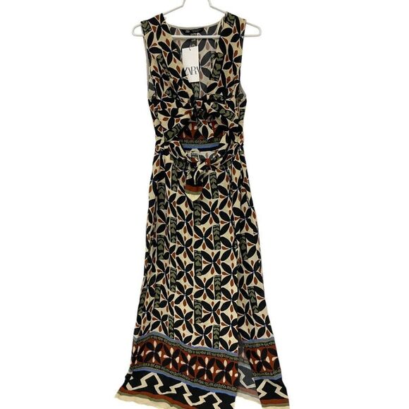 Zara Womens Midi Dress Size M Multicolor Geometric Cut Out 8626/159 NWT - Picture 4 of 13